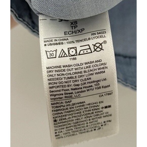 GAP Women’s 100% Lyocell Sleeveless Chambray Blouse Size XS Boho FLAWS - Picture 7 of 10